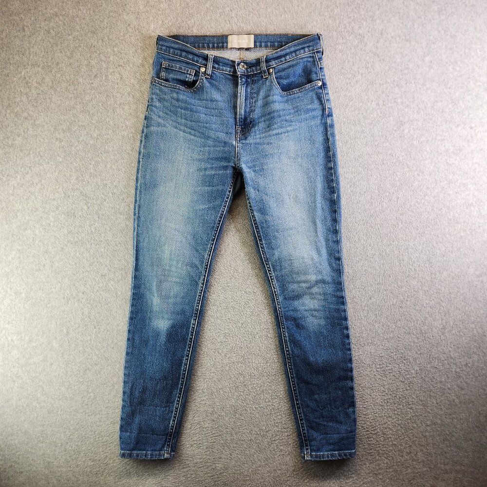 Everlane Jeans Womens 29 Blue High Rise Skinny Leg Stretch Whiskered Denim